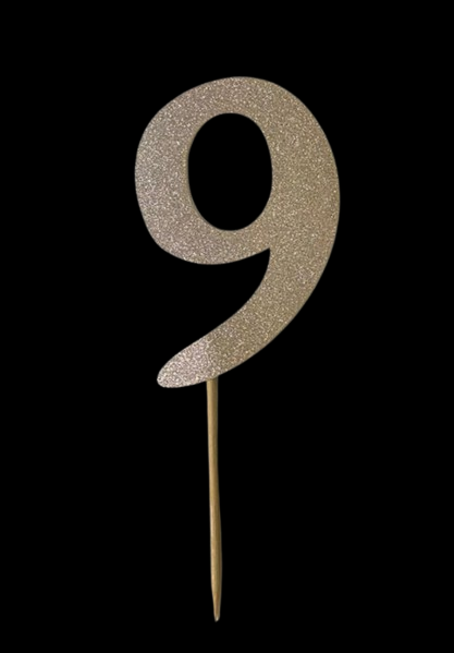 CAKE DECORATION TOPPER - NUMERO 9 GOLD