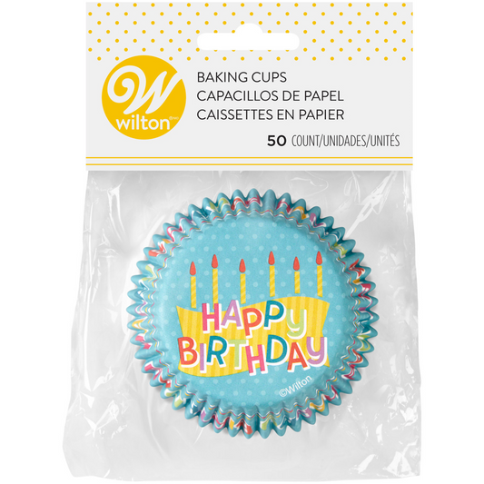 BAKING MUFFING CUPS DESECHABLE HAPPY BIRTHDAAY - PK50