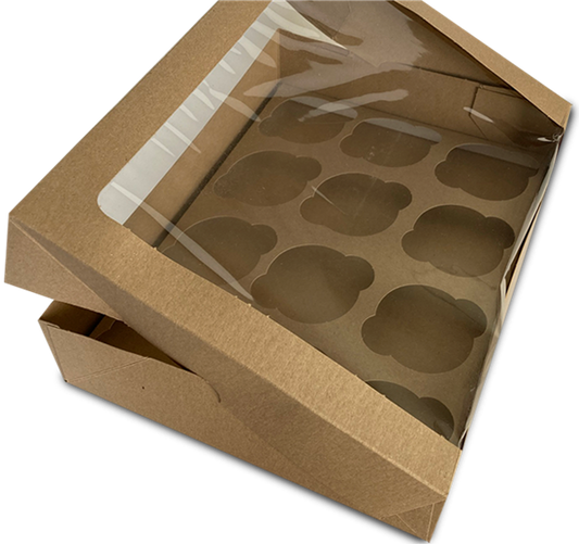 CAJA MUFFIN 12 INSERT CON VENTANA DESECHABLE