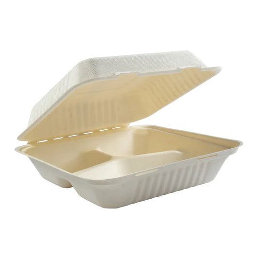 DESECHABLE PLATO COMPOSTABLE 9X9 CON DIVISION (P50)