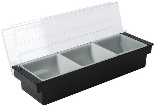 DISPENSER CONDIMENTO BASE NEGRA 3 COMPARTIMIENTOS
