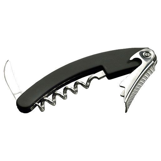 ABRIDOR CORK NEGRO CON CUCHILLA