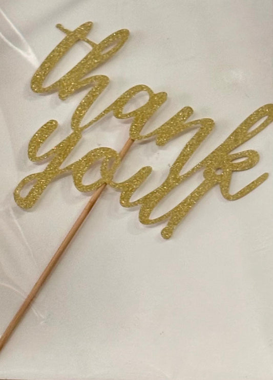 CAKE DECORATION TOPPER - THANK YOU GOLD