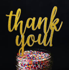 CAKE DECORATION TOPPER - THANK YOU GOLD