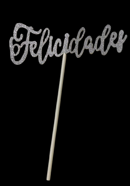 CAKE DECORATION TOPPER - FELICIDADES SILVER