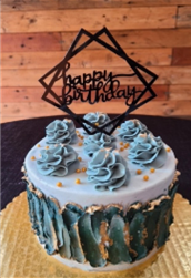CAKE DECORATION TOPPER CUADRADO PLASTICO - HAPPY BIRTHDAY NEG