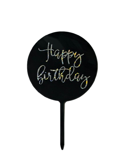 CAKE DECORATION TOPPER PLASTICO - HAPPY BIRTHDAY REDONDO