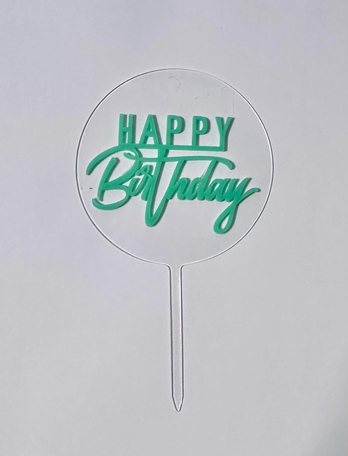 CAKE DECORATION TOPPER PLASTICO - HAPPY BIRTHDAY REDONDO