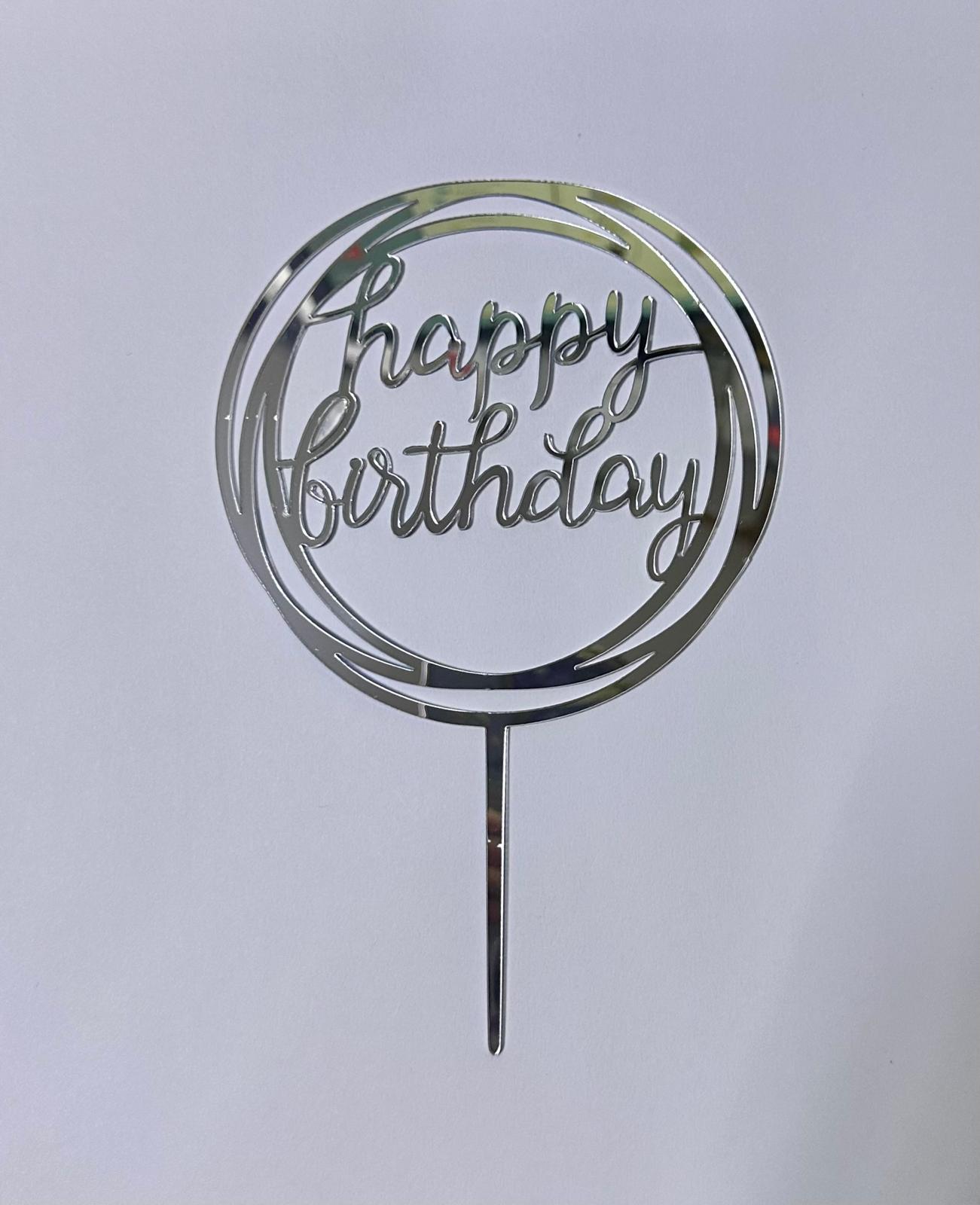 CAKE DECORATION TOPPER PLASTICO - HAPPY BIRTHDAY REDONDO