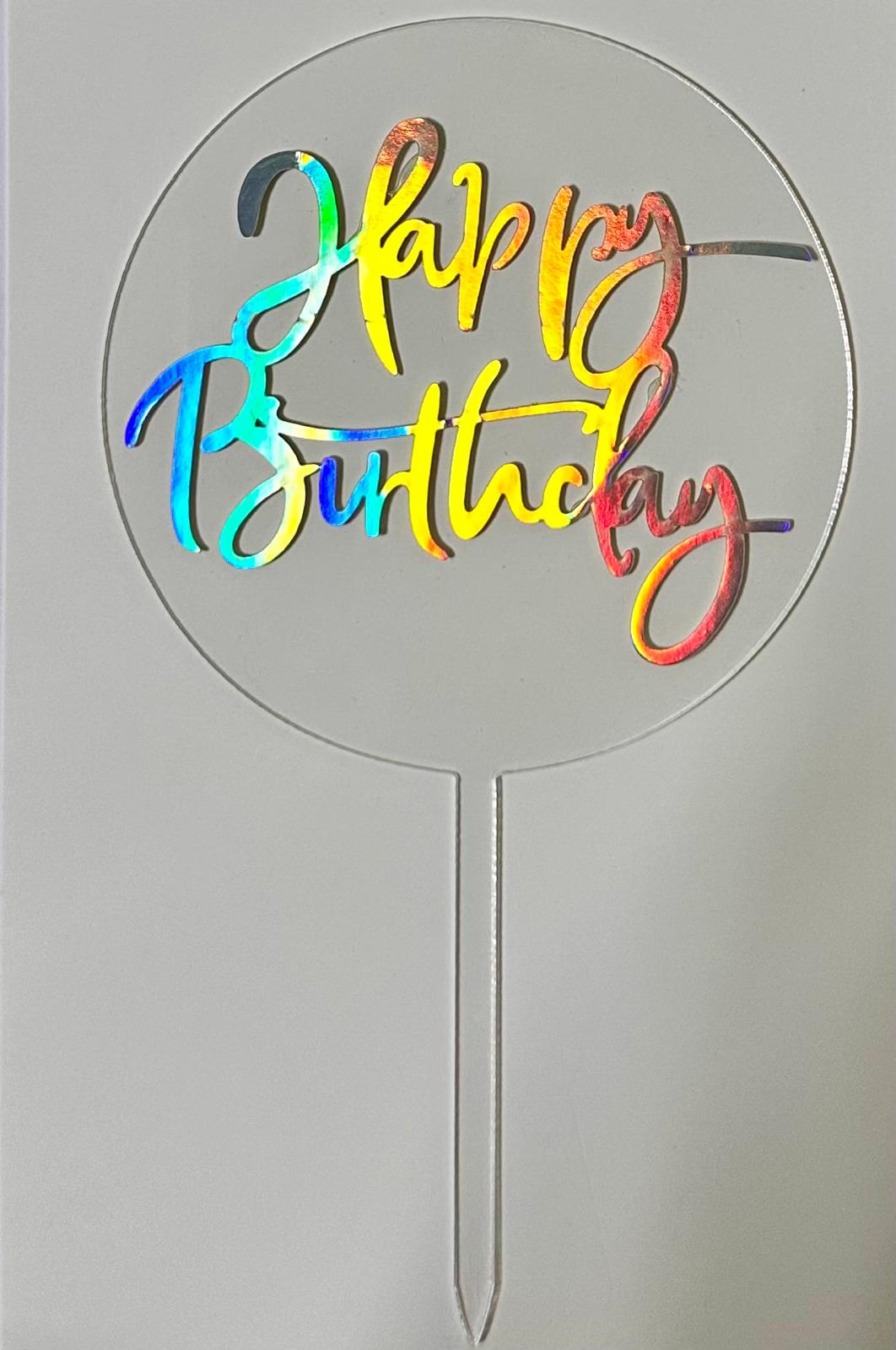 CAKE DECORATION TOPPER PLASTICO - HAPPY BIRTHDAY REDONDO