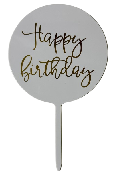 CAKE DECORATION TOPPER PLASTICO - HAPPY BIRTHDAY REDONDO