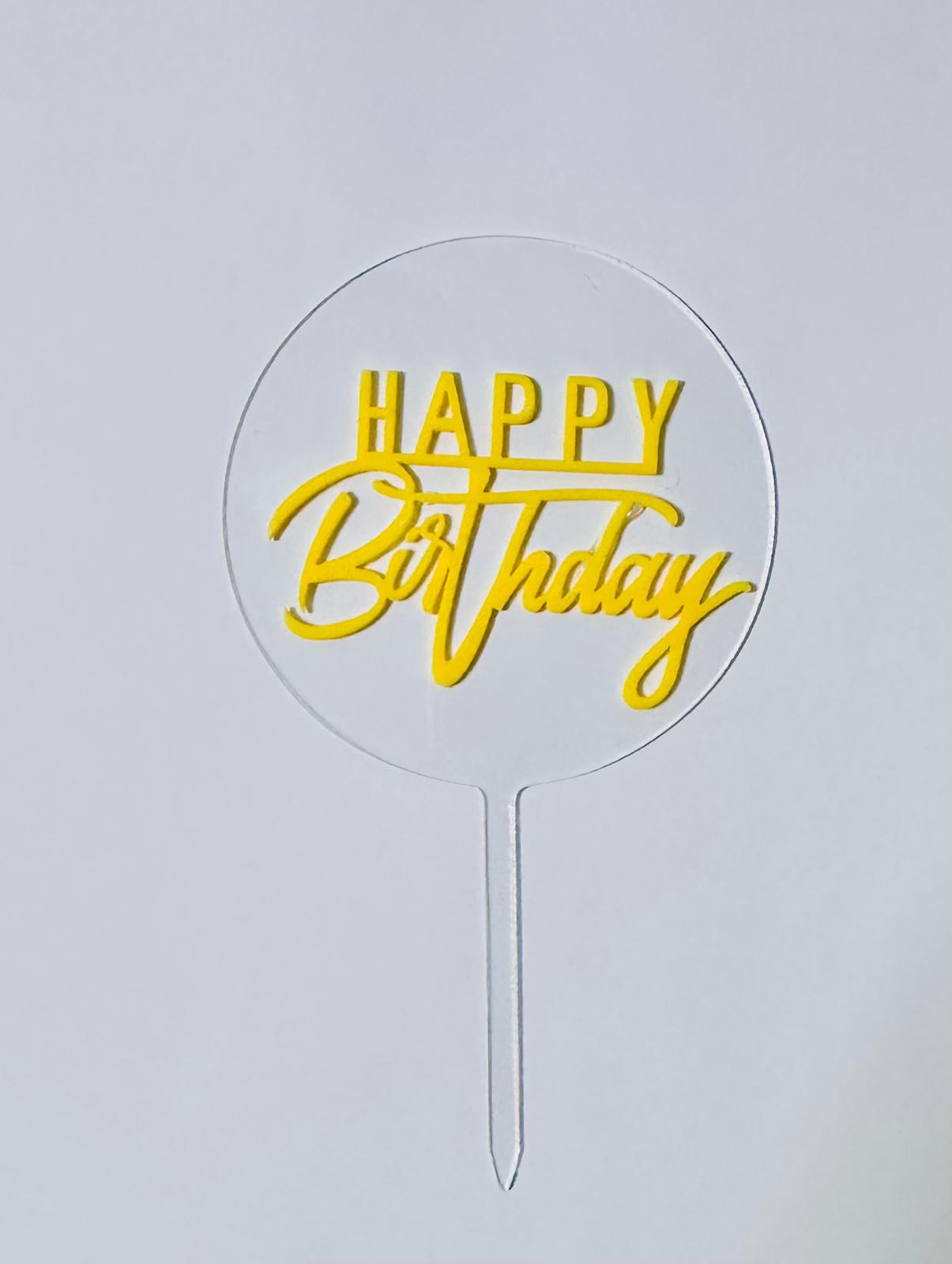CAKE DECORATION TOPPER PLASTICO - HAPPY BIRTHDAY REDONDO
