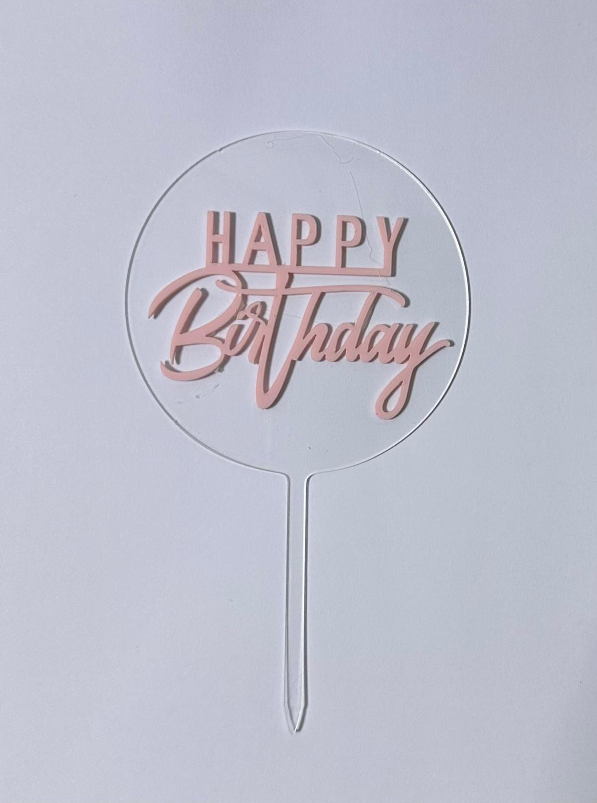 CAKE DECORATION TOPPER PLASTICO - HAPPY BIRTHDAY REDONDO
