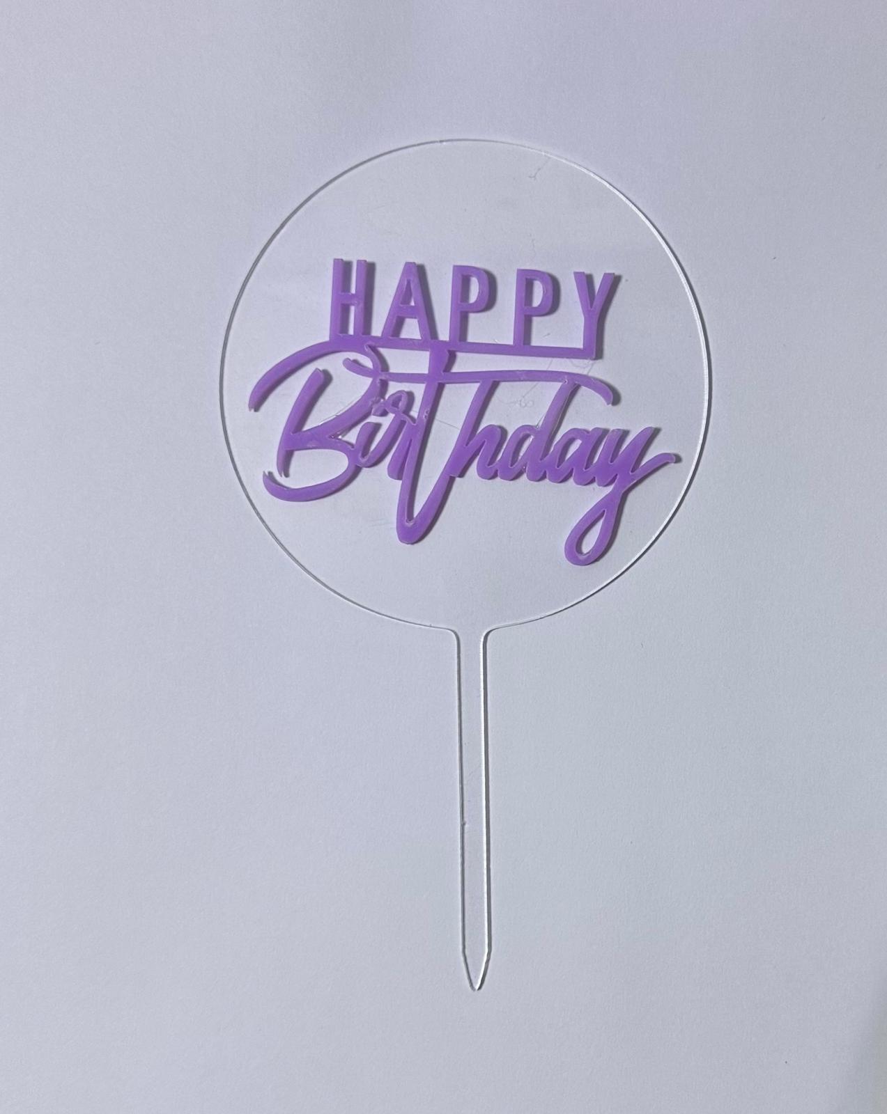 CAKE DECORATION TOPPER PLASTICO - HAPPY BIRTHDAY REDONDO