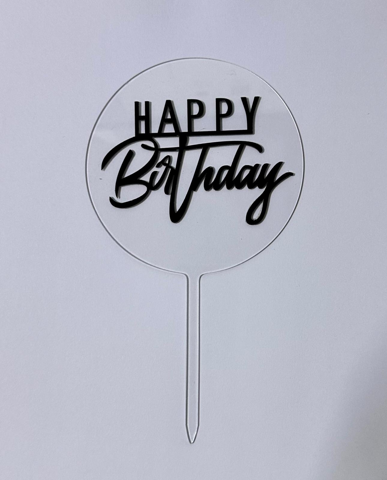 CAKE DECORATION TOPPER PLASTICO - HAPPY BIRTHDAY REDONDO