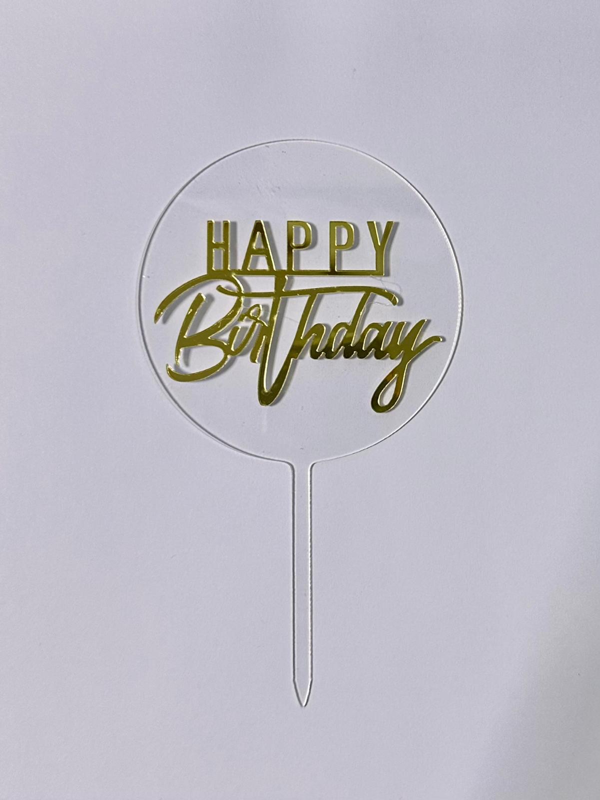 CAKE DECORATION TOPPER PLASTICO - HAPPY BIRTHDAY REDONDO