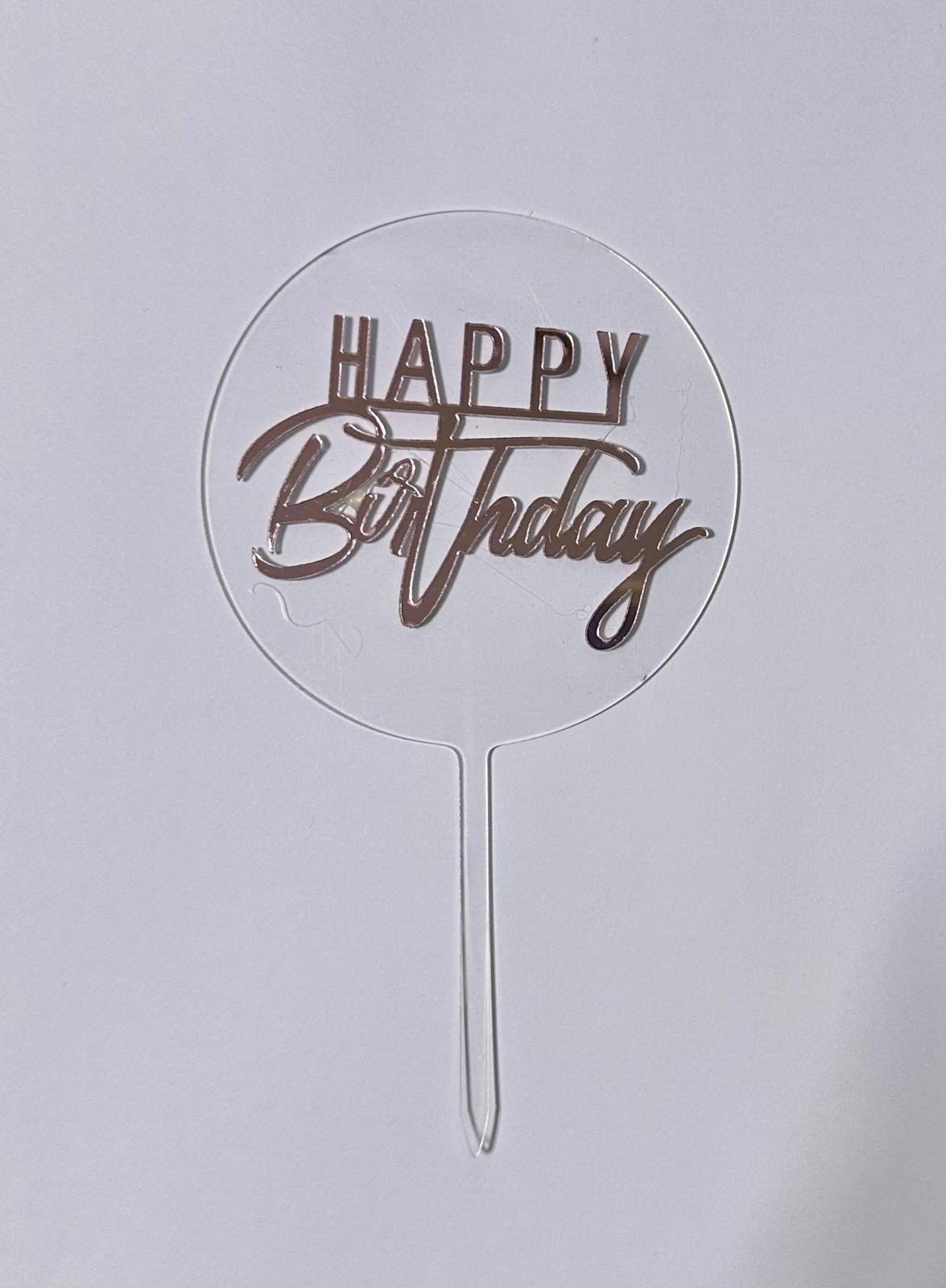 CAKE DECORATION TOPPER PLASTICO - HAPPY BIRTHDAY REDONDO