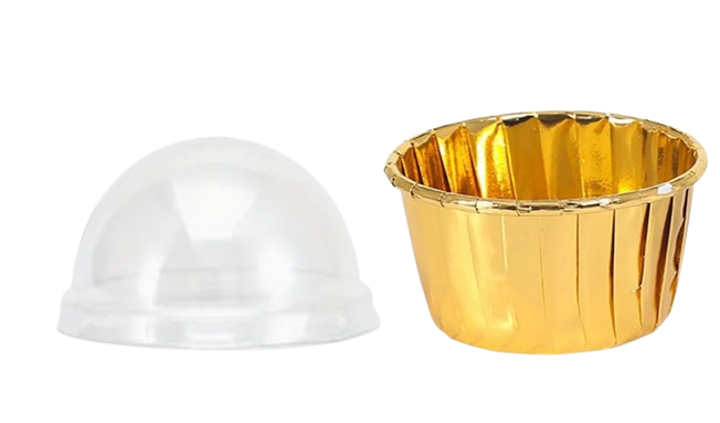 DES CUPCAKE FOIL GOLD CON TAPA (50 SETS)