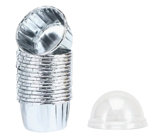 DES CUPCAKE FOIL SILVER CON TAPA (50 SETS)