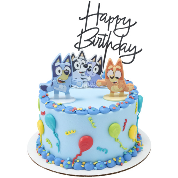 CAKE DECORATION TOPPER - HAPPY BIRTHDAY CURSIVO NEGRO