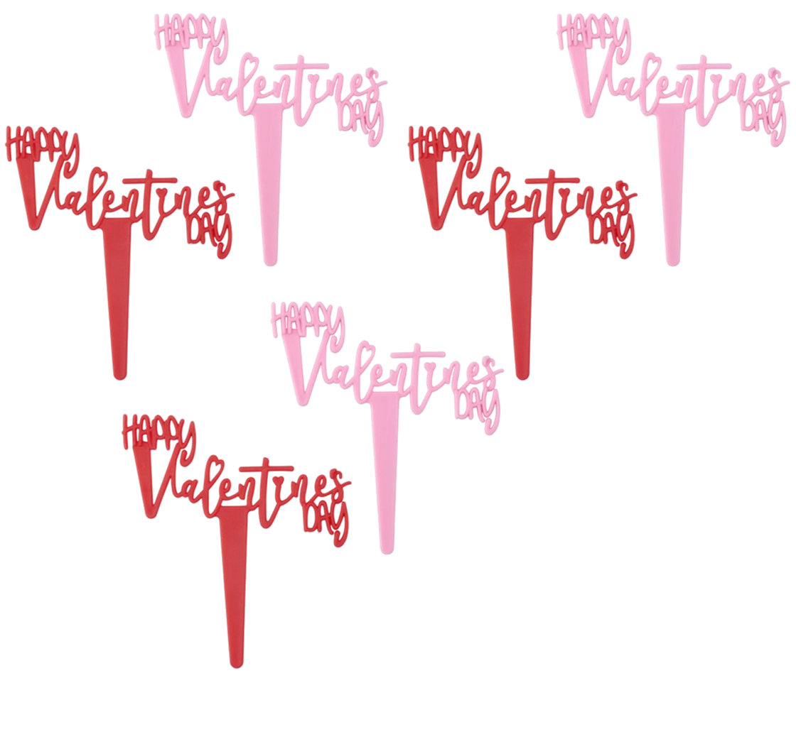 CAKE DECORATION HAPPY VALENTINES SET 6 PLASTICO