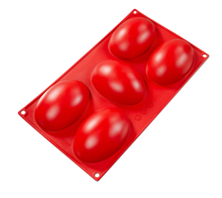 MOLDE SILICONE - HUEVO / EGG 4.4 OZ 5 CAVITIES (4.01" X 2.87" X 1.42")