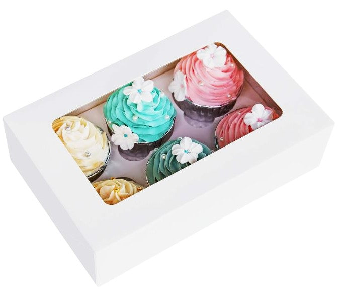 DES CAJA MUFFIN 6 INSERT C/ VENTANA / PARA 6 CUPCAKES 9.5 X 6.5 X 3