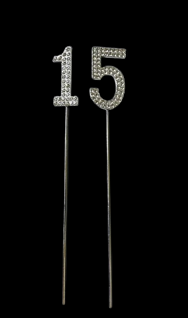 CAKE DECORATION TOPPER - NUM 15 RHINESTONE