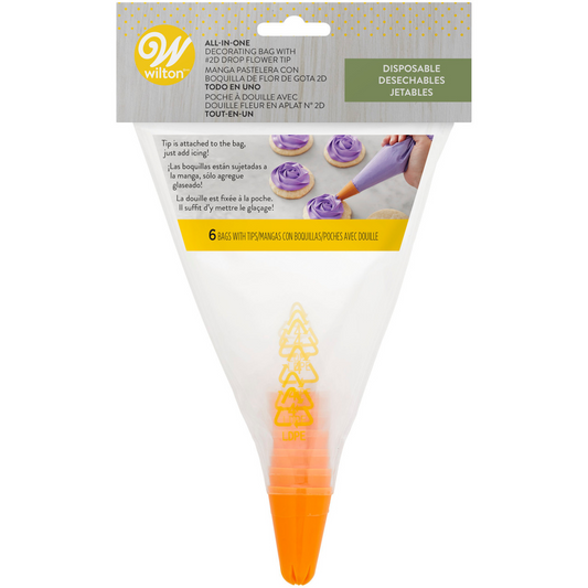 DECORATING  BAG W/ TIP 2D PK6 (DESECHABLE)