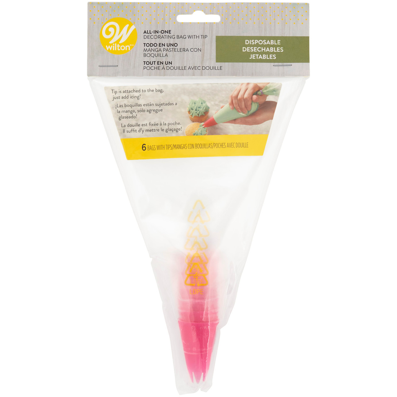 DECORATING BAG W/ TIP 1M PK6 (DESECHABLE)