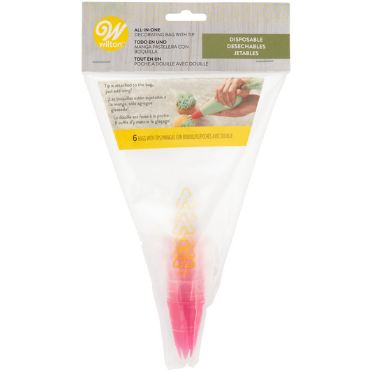 DECORATING BAG W/ TIP 1M PK6 (DESECHABLE)