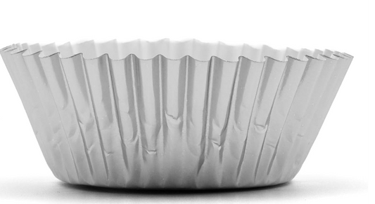 BAKING MUFFIN CUPS DESECHABLE SILVER FOIL - PK25