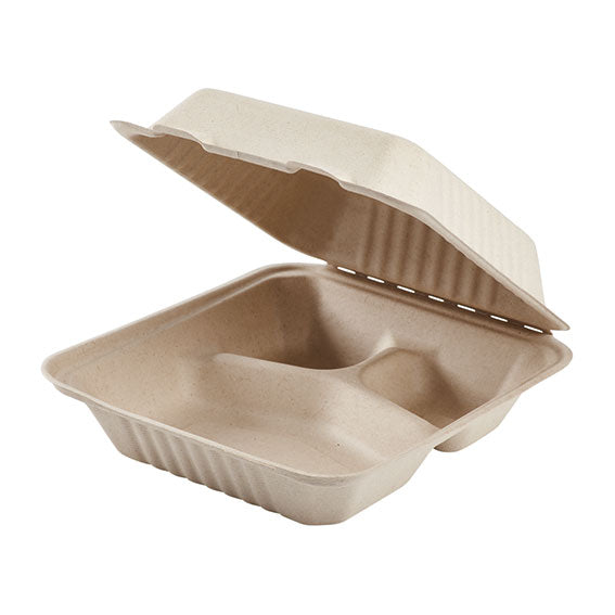 DESECHABLE PLATO COMPOSTABLE 8X8 CON DIVISION (P50)