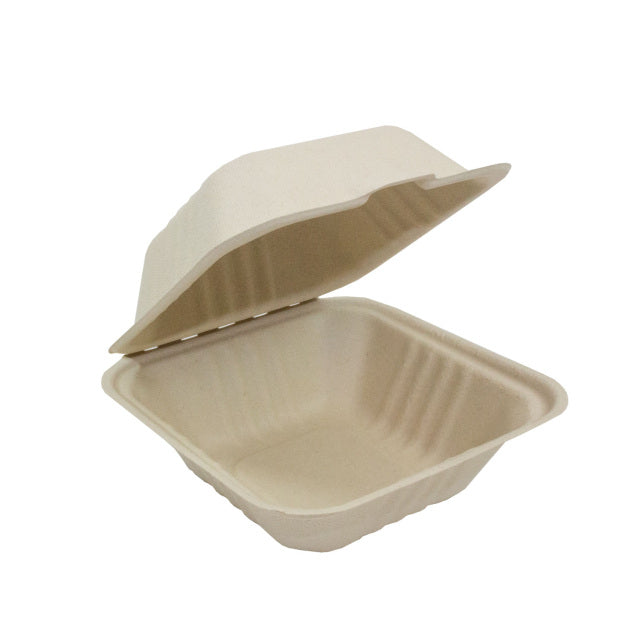 DESECHABLE PLATO COMPOSTABLE HAMBURGER TRAY 6X6 SIN DIVIVISION (P50)