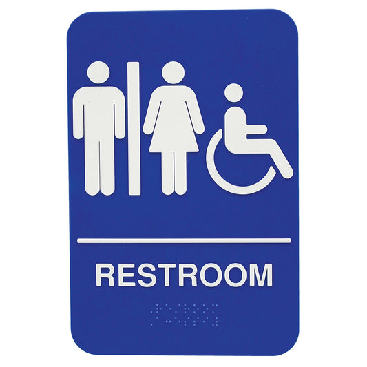 ROTULO 6X9 AZUL RESTROOM-ACCESIBLE